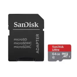 SDSQUNC-064G-CN6MA - SanDisk Ultra 64GB Class10 microSDXC UHS-I Flash Memory Card includes Adapter for Smartphones